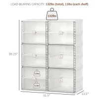 HOMCOM 20-Pair Shoe Storage Box, Portable Shoe Cabinet, Folding Storage Organizer Modular Cabinet with Ten Compartments, Magnetic Doors, for Hallway, Entryway, White(m-3)