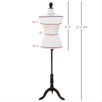 HOMCOM Female Mannequin Dress Form Torso Dressmaker Stand Display (White)(m-3)