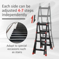 HOMCOM 13FT Aluminum Telescoping Ladder Folding Telescopic Ladder with Adjustable Height Non-Slip Feet 330lb Capacity Black(m-4)