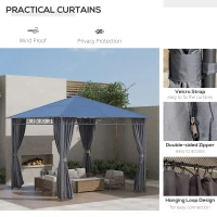 Outsunny 10' x 10' Polycarbonate Hardtop Gazebo Canopy, Outdoor Patio Gazebo with Aluminum Frame & Curtains, Dark Grey(m-5)