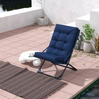 Outsunny Outdoor Folding Lawn Chair, Foldable Chair with Cushion, Armrest and Steel Frame for Poolside, Deck, Backyard(m-8)