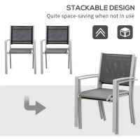 Outsunny Set of 2 Patio Dining Chair Outdoor Mesh Seat Heavy Duty Stackable Garden Bistro Chairs Yard Home Furniture Silver(m-4)