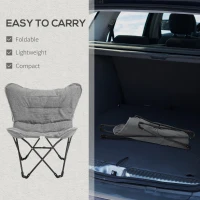 Outsunny Folding Camping Chair, Oversized Padded Lawn Chair w/ Steel Frame for Outdoor, Beach, Picnic, Hiking, Travel, Light Grey(m-5)