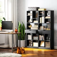HOMCOM Tall Bookshelf with Drawer, Freestanding Bookcase for Bedroom, Living Room, Home Office, Black(m-6)