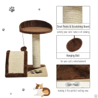 PawHut 18" Cat Tree Scratching Kitty House Kitten Activity Centre Pet Bed Post Furniture with Hanging Toy (Brown)(m-5)
