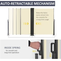 Outsunny 236" x 71" Outdoor Privacy Wall, Double Retractable Side Awning, Patio Screen for Garden, Balcony, Cream White(m-6)