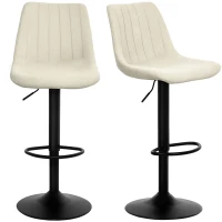 HOMCOM Adjustable Barstools Set of 2, Swivel Bar Stools with Back and Footrest for Kitchen Island Counter, Beige(m-2)