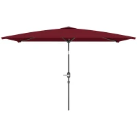 Outsunny 6.6x9.6ft Rectangle Aluminum Tilt Patio Umbrella, Garden Market Parasol, Outdoor Sunshade Canopy with Crank, Wine Red(m-2)