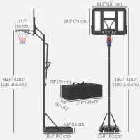Soozier 7.7-10ft Portable Basketball Hoop, Basketball Goal with Free Weight, Wheels, 43" Backboard and Fillable Base(m-3)