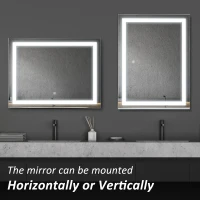 HOMCOM 24 x 32 Inch LED Bathroom Mirror Wall Mounted Vanity Lighted Illuminated Mirror with with Touch Switch, Vertical Outline LEDs(m-5)
