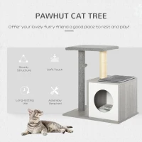 PawHut Multi-level Cat Tree Condo with Sisal-Covered Scratching Posts Grey(m-4)
