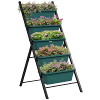Outsunny 5-Tier Vertical Raised Garden Planter with 5 Container Boxes, Outdoor Plant Stand for Vegetable Flowers, Green(m-11)