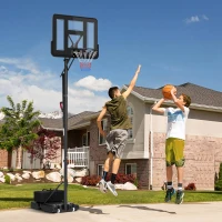 Soozier 7.7-10ft Portable Basketball Hoop, Basketball Goal with Free Weight, Wheels, 43" Backboard and Fillable Base(m-1)