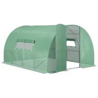 Outsunny 13x10x6.6ft Heavy Duty Outdoor Walk-in Tunnel Greenhouse Portable Garden Planting Warm House with PE Cover Green(m-2)