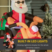 HOMCOM 5.5' H Christmas Holiday Yard Inflatable Outdoor, Light Up LED Decoration, Santa Claus Riding a Motorcycle(m-4)