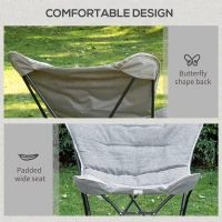 Outsunny Folding Camping Chair, Oversized Padded Lawn Chair w/ Steel Frame for Outdoor, Beach, Picnic, Hiking, Travel, Light Grey(m-6)