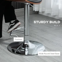 HOMCOM Counter Height Bar Stools Set of 2, Height Adjustable Swivel Barstools, PU Leather Bar Chairs with Arms and Footrest, Black(m-6)