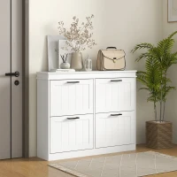 HOMCOM Shoe Storage Cabinet with 4 Flip Drawers and Adjustable Shelves, Narrow Shoe Cabinet for 20 Pairs of Shoes, White(m-1)