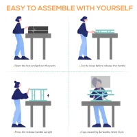 Vinsetto Standing Desk Converter 33 Inches Stand up Desk Riser, Height Adjustable Home Office Table with Keyboard Tray for PC Computer Laptop Black(m-9)