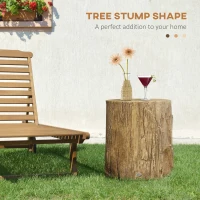 HOMCOM Concrete Finish Side Table, Lightweight Accent Table, 17" Patio Tree Stump End Table with 4 Adjustable Feet for Indoor, Outdoor, Natural Brown(m-4)