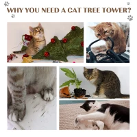 PawHut 18" Cat Tree Scratching Kitty House Kitten Activity Centre Pet Bed Post Furniture with Hanging Toy (Brown)(m-7)