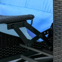 Outsunny Outdoor Rattan Wicker Lounge Chair with Footrest & Soft Cushion for Patio, Garden, Backyard, Sky Blue(m-9)