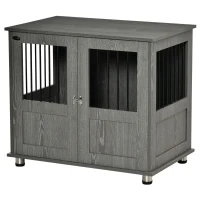 PawHut Dog Crate Furniture with Lockable Magnetic Door, Adjustable feet for Small & Medium Dogs, Indoor Use, Grey(m-2)