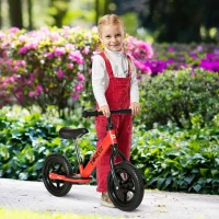 Qaba 12" Kids Balance Bike No Pedal Bicycle Adjustable Seat and Handlebar Training Toddler Bike 3 - 5 Years Red(m-1)