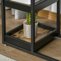 HOMCOM Side Table, C Shaped End Coffee Table, Industrial Nightstand with Storage Shelves, Metal Frame for Living Room, Bedroom, Rustic Brown(m-9)