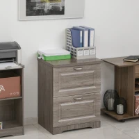 HOMCOM 2-Drawer Lateral File Cabinet Pedestal Documents Storage for Home Office, Grey Oak(m-8)