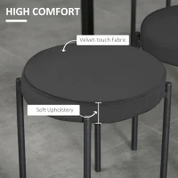 HOMCOM Backless Round Dining Chairs, Modern Stacking Stools Set of 4, Kitchen Chairs with Metal Legs, Black(m-5)