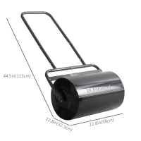 Outsunny Heavy Duty Lawn Roller, 20" Push/Tow Behind Sod Roller, Grass Flattener Filled with 11gal Water/136lbs Sand, Black(m-3)