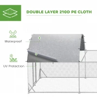 PawHut 24.9' x 9.2' Metal Chicken Run with Waterproof and Anti-UV Cover(m-6)