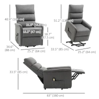 HOMCOM Lift Chair for Elderly, Power Chair Recliner with Remote Control, Side Pockets for Living Room, Dark Grey(m-3)