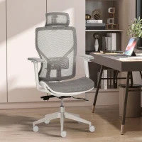 Vinsetto Ergonomic Office Chair with 360° , Wheel, Mesh Back, Adjustable Height & 3D Armrest for Home Office, Grey(m-1)