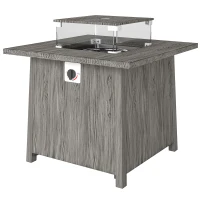Outsunny 28" Propane Fire Pit Table 40,000 BTU Square Outdoor Gas Fire Table with Waterproof Cover, Adjustable Foot Pads(m-2)