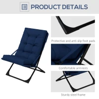 Outsunny Outdoor Folding Lawn Chair, Foldable Chair with Cushion, Armrest and Steel Frame for Poolside, Deck, Backyard(m-7)
