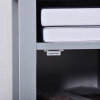 HOMCOM Wooden3-Tier Modern Nightstand with Pullout Shelf, Adjustable Open Shelf, and Door Cabinet, Grey(m-7)