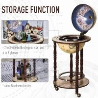 HOMCOM Rolling 18" Globe Wine Bar Stand Wine Cabinet Bottle Shelf Holder Wine Host Trolley with Wheels, Beige(m-4)