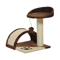 PawHut 18" Cat Tree Scratching Kitty House Kitten Activity Centre Pet Bed Post Furniture with Hanging Toy (Brown)(m-11)