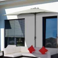 Outsunny 8ft Half Umbrella Outdoor Balcony Parasol Patio Garden Outdoor Window Sun Shade w/ 5 Ribs Beige(m-8)