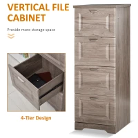 HOMCOM 4 Drawer Vertical File Cabinets Freestanding Enclosed Storage Cabinet with File Hanging, Grey(m-6)