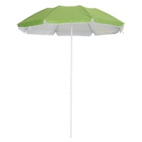 Outsunny 6.7ft Beach Umbrella with Push Button Tilt, Ruffled Outdoor Umbrella with Carry Bag and 8 Ribs, Green(m-2)