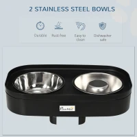 PawHut Pet Feeder, 4 Adjustable Heights Elevated Dog Bowls with Slower Feeder, Stainless Steel Food and Water Bowls, Raised Edge and Food Collection Hole(m-9)