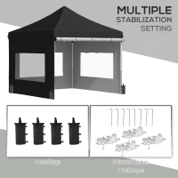 Outsunny 10' x 10' Pop Up Gazebo, Instant Canopy Tent Sun Shelter with Roll-up Sidewall, Wheeled Carry Bag and 4 Sand Bags, for Outdoor, Garden, Patio(m-9)