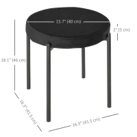 HOMCOM Backless Round Dining Chairs, Modern Stacking Stools Set of 4, Kitchen Chairs with Metal Legs, Black(m-3)