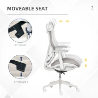 Vinsetto Ergonomic Office Chair with 360° , Wheel, Mesh Back, Adjustable Height & 3D Armrest for Home Office, Grey(m-9)