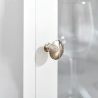 HOMCOM Wine Cabinet with 4 Bottle Wine Rack, Open Shelf, Acrylic Door Cabinet with Adjustable Shelf for Home Bar, White(m-9)