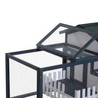 PawHut 59" x 31" x 33" Wooden Rabbit Hutch Bunny Cage Pet House Chicken Coop Poultry w/ Fence Run(m-10)