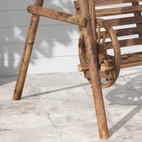 Outsunny Patio Swing Chair with A-Frame Stand, 2 Seat Wooden Porch Swing for Garden, Poolside, Backyard, Carbonized Brown(m-10)